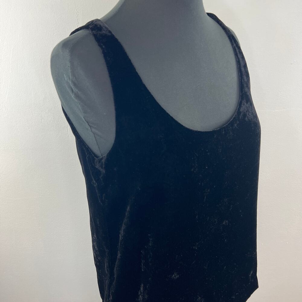 J.Crew Black Velvet Tank Top J4925 Viscose Blend Sleeveless Scoop Neck Lined 4 - Picture 4 of 9